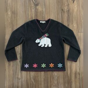 David Brooks Polar Bear Pullover Fleece Size Large